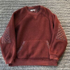 Madewell Burgundy Fleece Sweatshirt with Quilted Sleeves